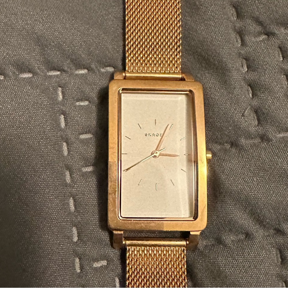 Gold rectangular skagen women’s watch